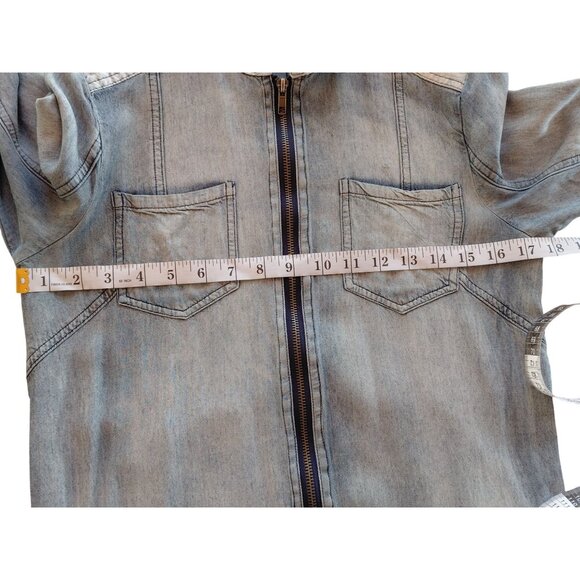 Miss Me Women's Small Denim Style Long Sleeve Zip-Up Dress viscose & Cotton - Picture 5 of 10